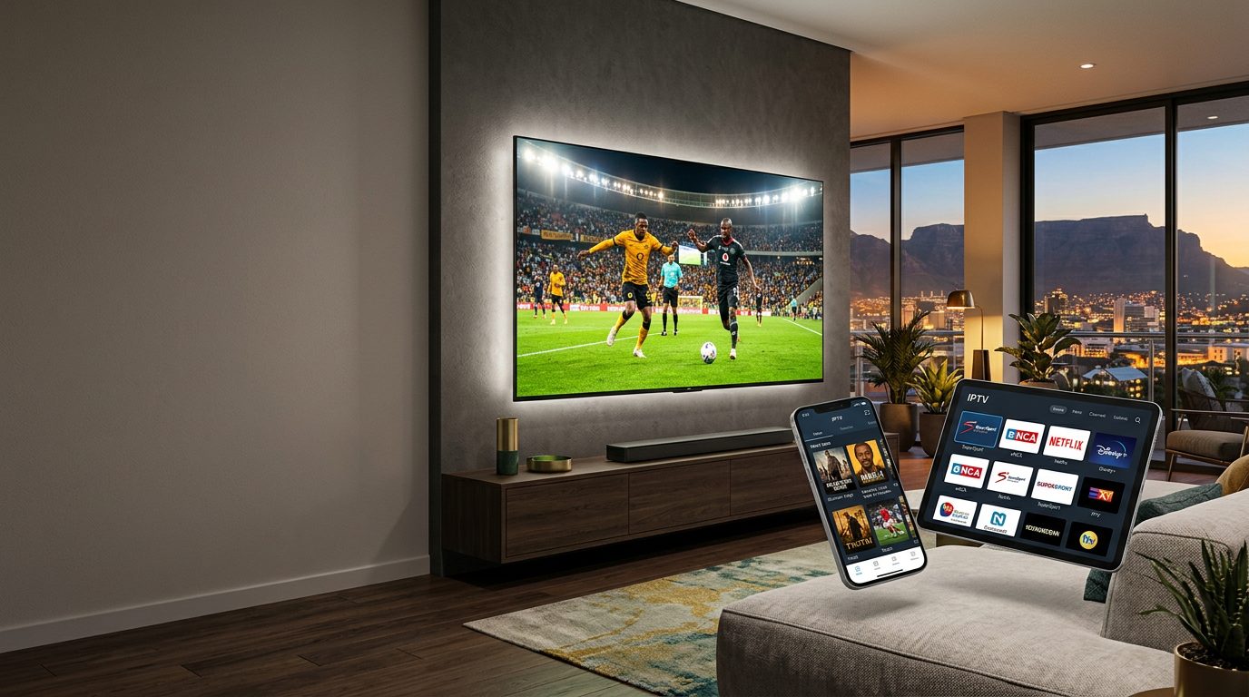 Best IPTV SA streaming live sport on a smart TV with a phone and tablet